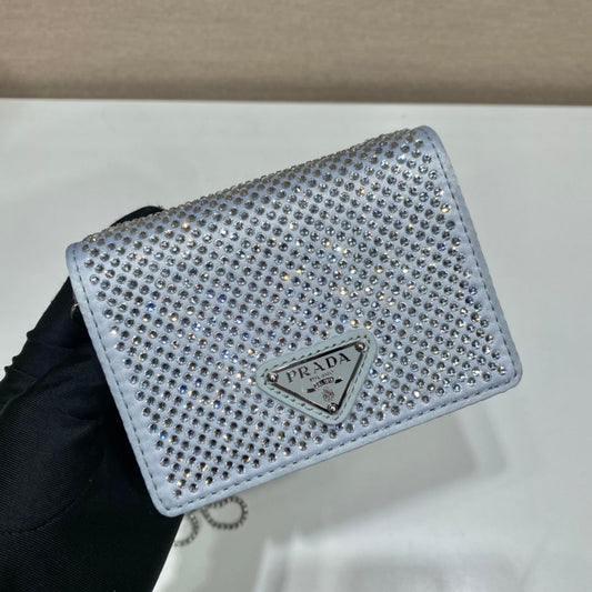 Pronta Entrega – Bolsa Modelo Porta-Cartão Prada com Alça de Ombro e Cristais