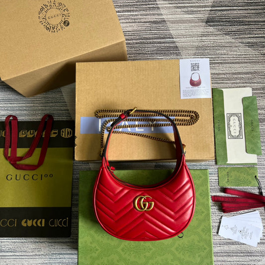 Pronta Entrega – Bolsa Gucci Mini GG Marmont Meia Lua