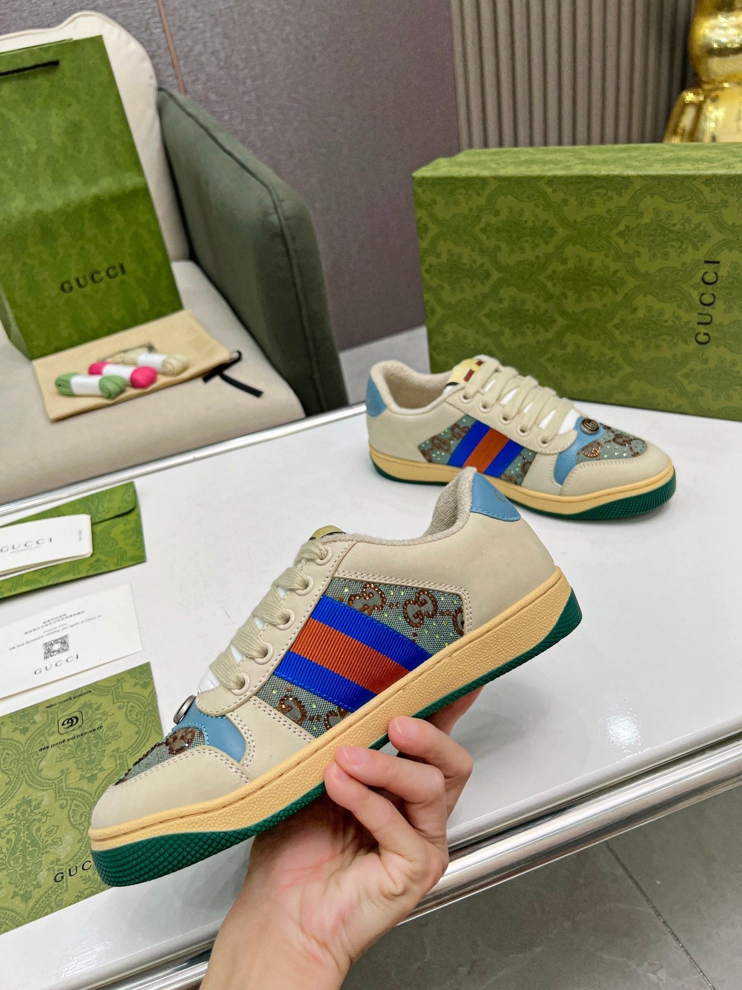Pronta Entrega – Tênis Modelo Gucci GG Screener Azul