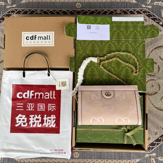 Pronta Entrega – Bolsa Gucci Modelo Ophidia com Double G Pequena de Ombro Estampada