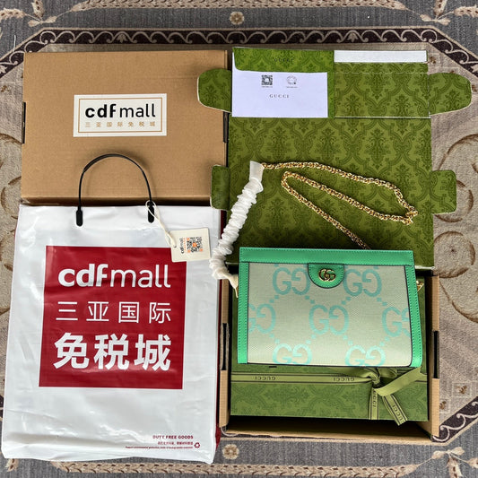Pronta Entrega – Bolsa Gucci Modelo Ophidia com Double G Pequena de Ombro Estampada