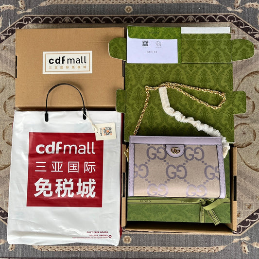 Pronta Entrega – Bolsa Gucci Modelo Ophidia com Double G Pequena de Ombro Estampada