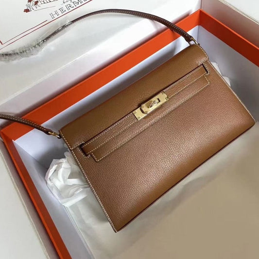Pronta Entrega – PRONTA-ENTREGA – Bolsa Modelo Hermes Mini Kelly Pochette Preto Epsom Gold Hardware