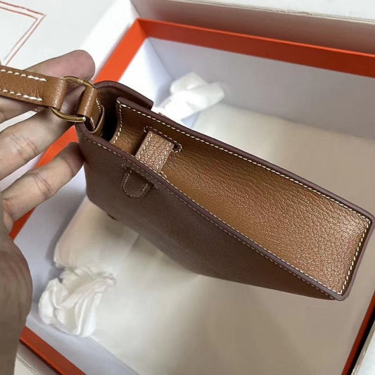 Pronta Entrega – PRONTA-ENTREGA – Bolsa Modelo Hermes Mini Kelly Pochette Preto Epsom Gold Hardware