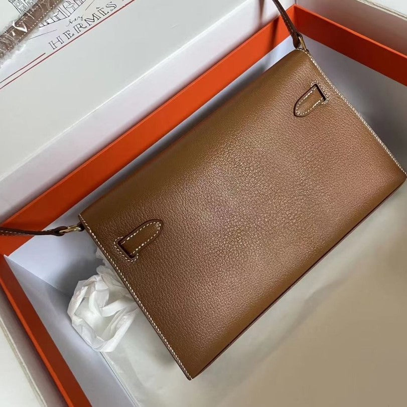 Pronta Entrega – PRONTA-ENTREGA – Bolsa Modelo Hermes Mini Kelly Pochette Preto Epsom Gold Hardware
