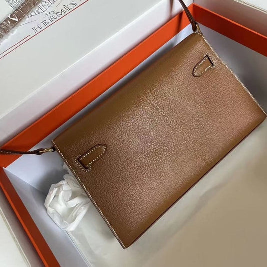 Pronta Entrega – PRONTA-ENTREGA – Bolsa Modelo Hermes Mini Kelly Pochette Preto Epsom Gold Hardware