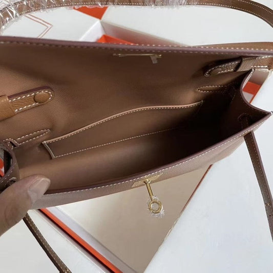 Pronta Entrega – PRONTA-ENTREGA – Bolsa Modelo Hermes Mini Kelly Pochette Preto Epsom Gold Hardware