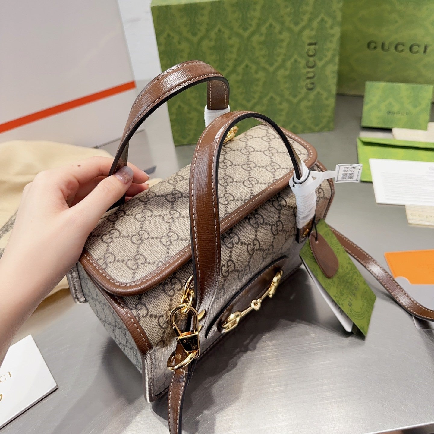 Pronta Entrega – Bolsa Modelo Gucci  mini com detalhe Horsebit 1955