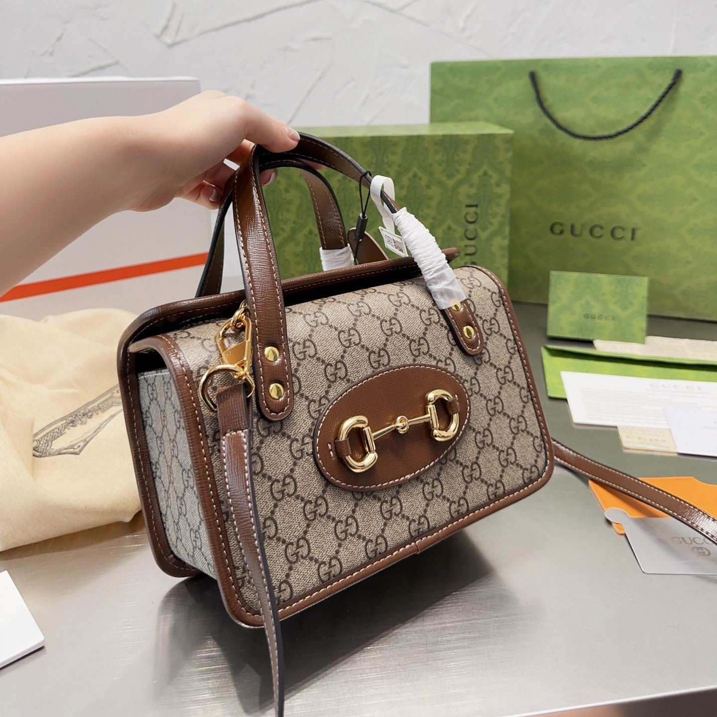 Pronta Entrega – Bolsa Modelo Gucci  mini com detalhe Horsebit 1955