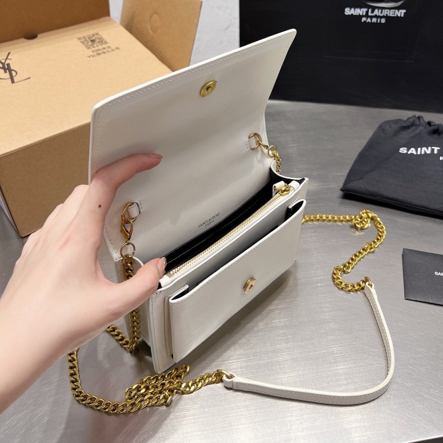 Pronta Entrega – Bolsa Modelo Saint Laurent tiracolo Sunset média