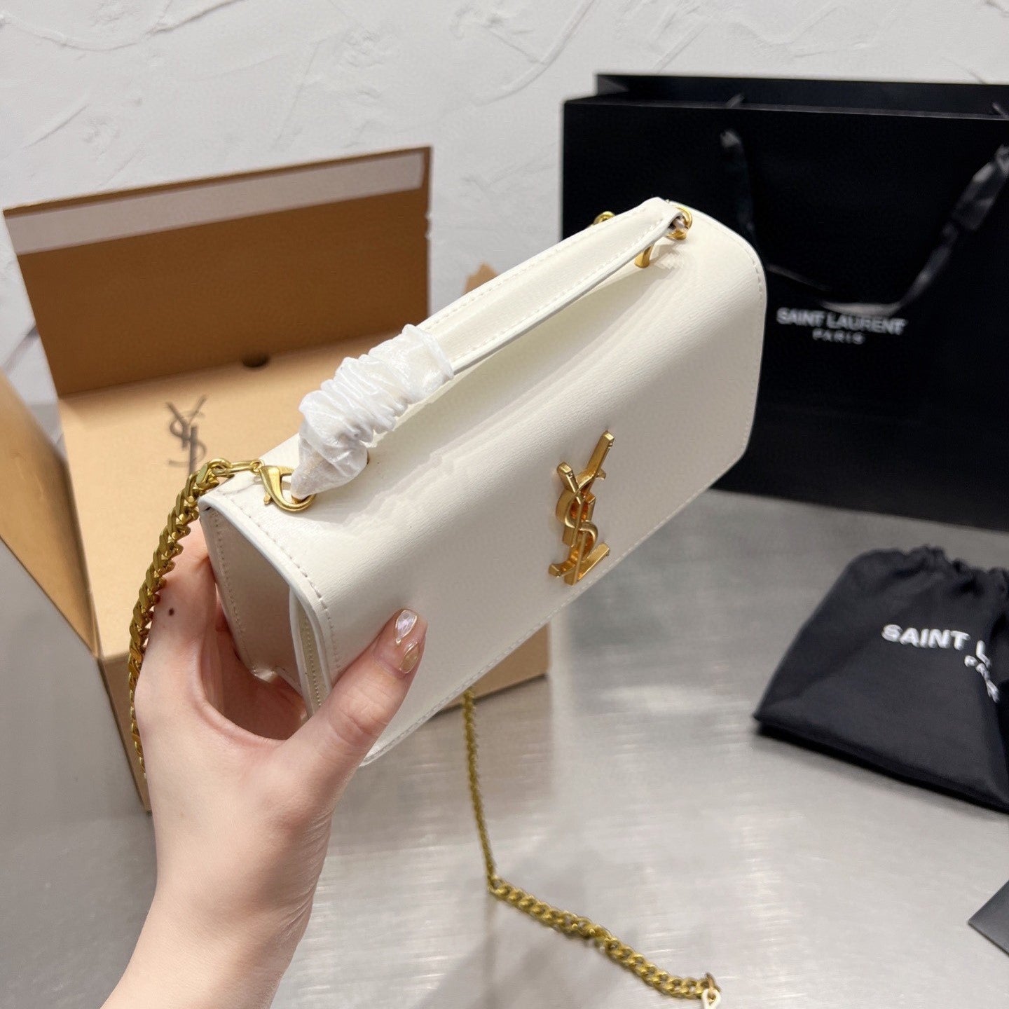 Pronta Entrega – Bolsa Modelo Saint Laurent tiracolo Sunset média