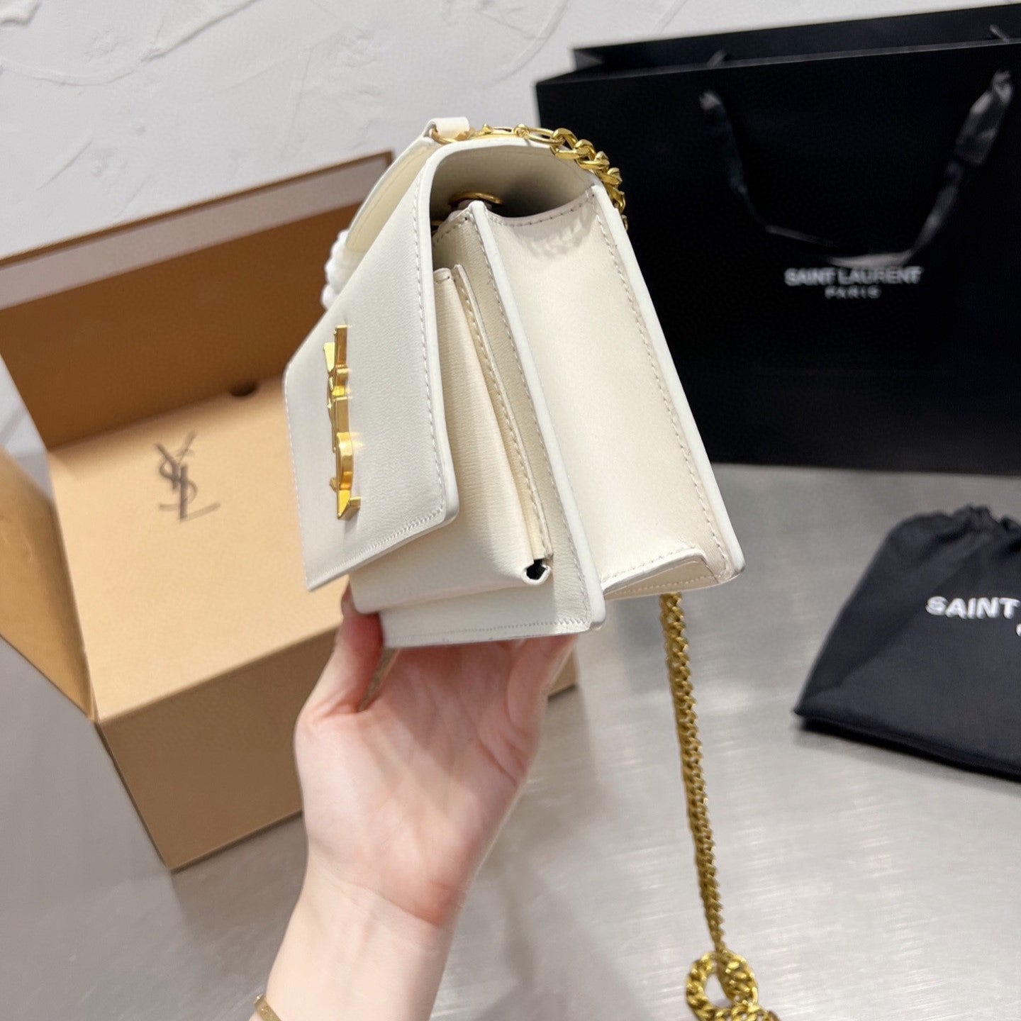 Pronta Entrega – Bolsa Modelo Saint Laurent tiracolo Sunset média