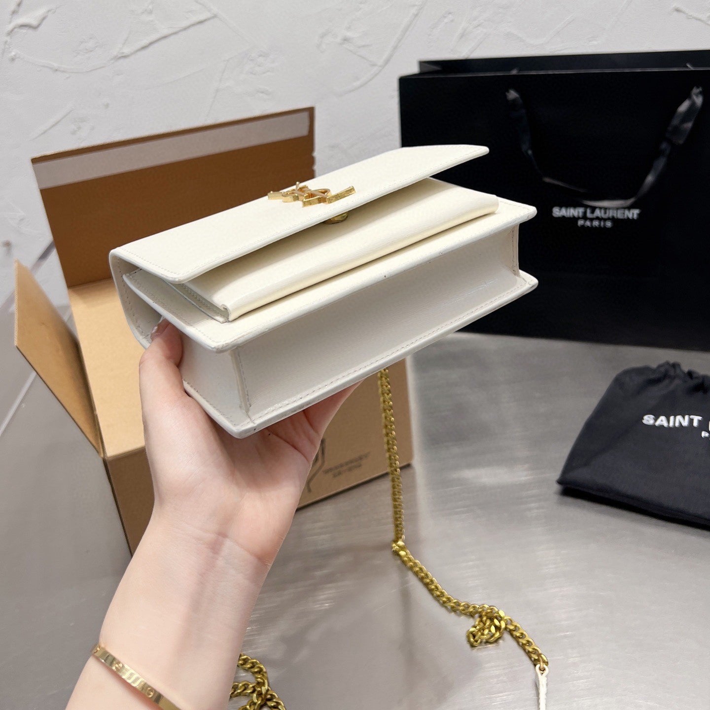 Pronta Entrega – Bolsa Modelo Saint Laurent tiracolo Sunset média