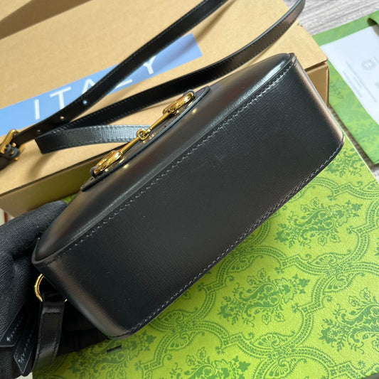 Pronta Entrega – Bolsa Modelo Gucci Horsebit 1955 Black Pequena