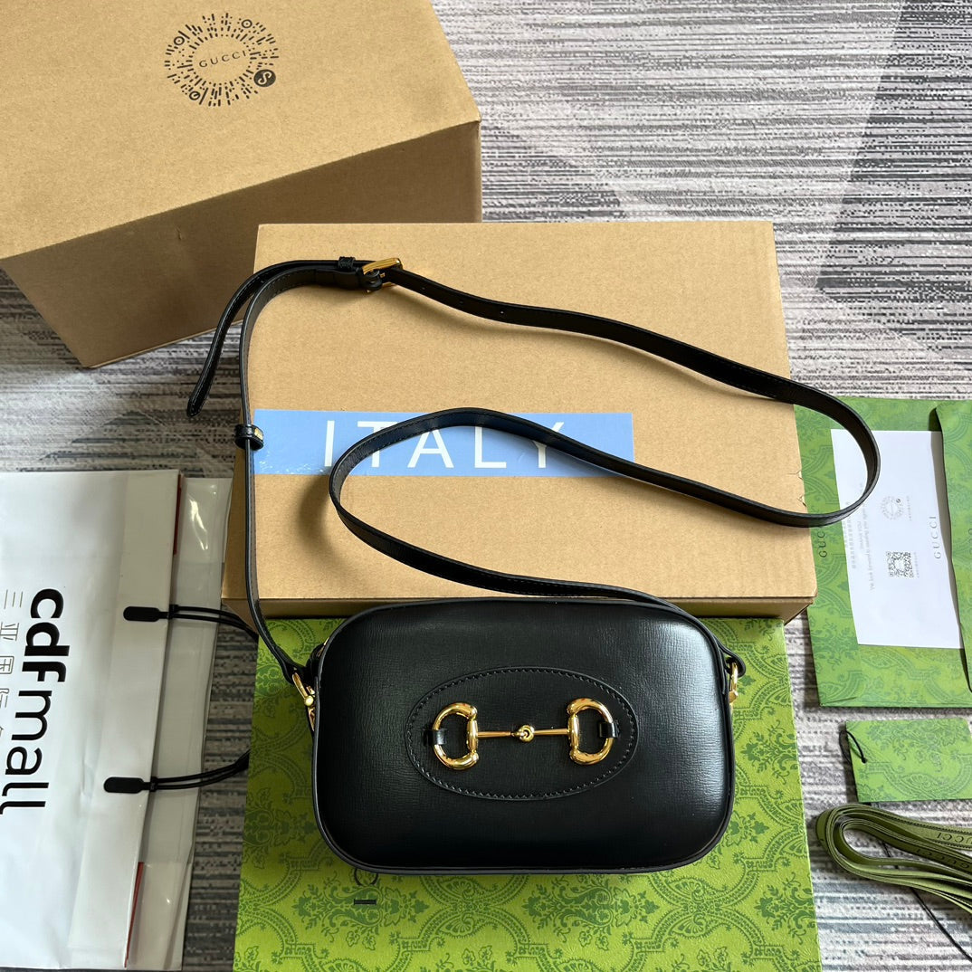 Pronta Entrega – Bolsa Modelo Gucci Horsebit 1955 Black Pequena