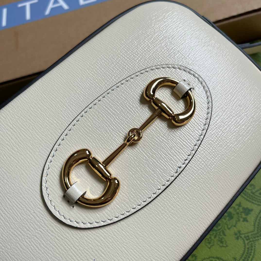 Pronta Entrega – Bolsa Modelo Gucci Horsebit 1955 White Pequena
