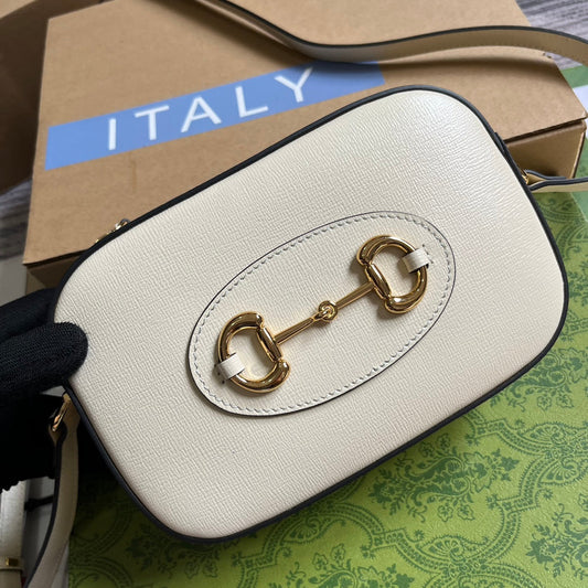 Pronta Entrega – Bolsa Modelo Gucci Horsebit 1955 White Pequena