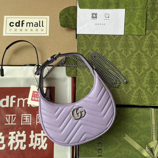 Pronta Entrega – Bolsa Gucci Mini GG Marmont Meia Lua